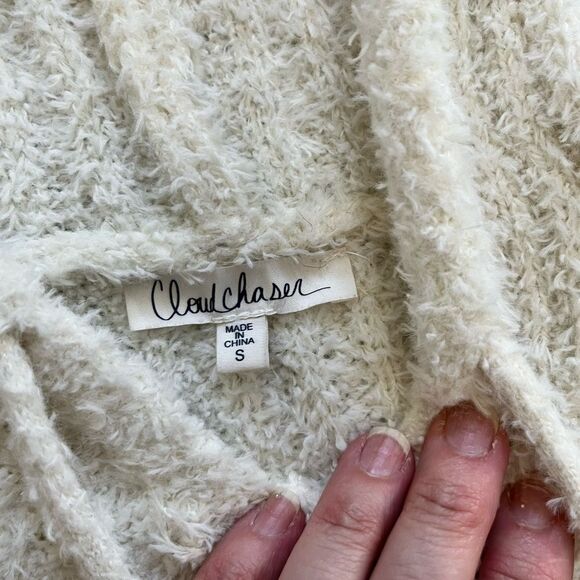 Cloud Chaser White Textured Knit Hoodie Sweater Size S - Picture 4 of 8